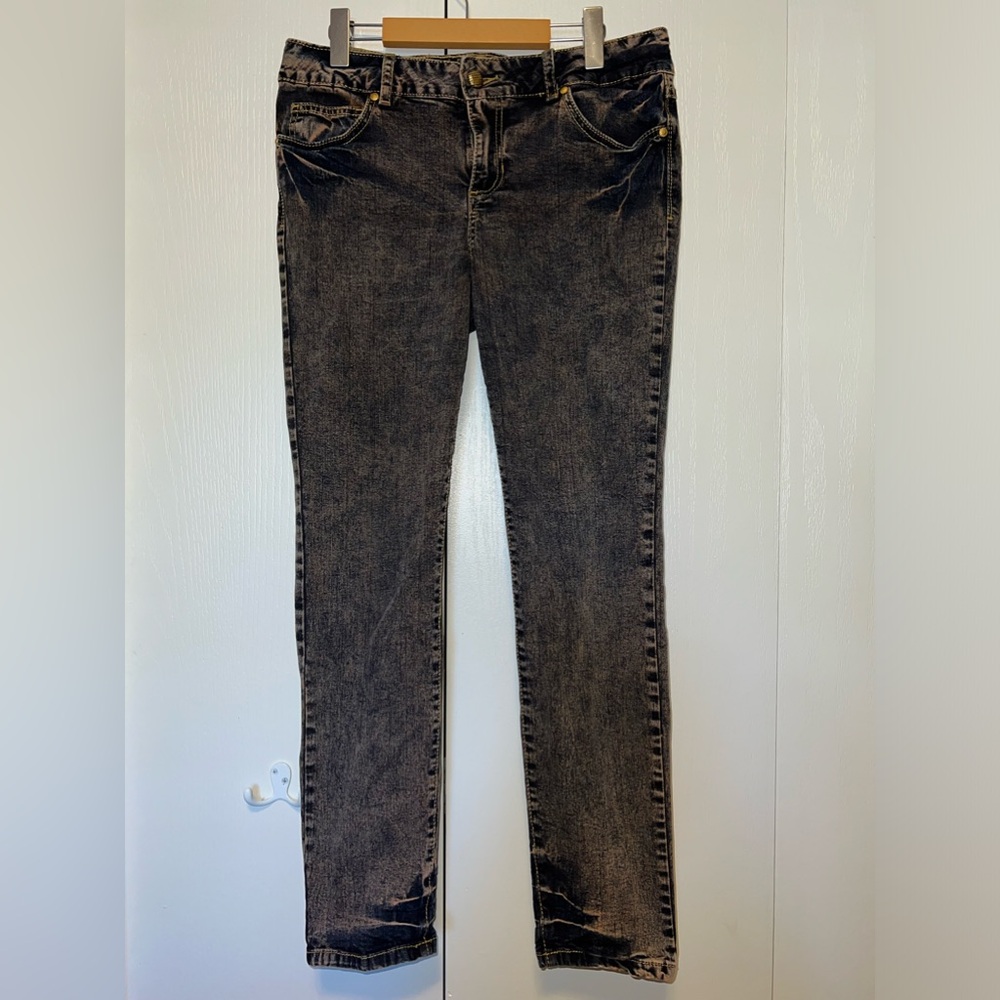 Baby Phat Pink And Blue Acid Wash Straight Jeans